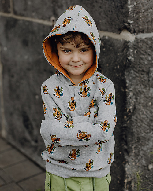 Sense Organics Felpa con Cappuccio Mauro - Tigri - 100% Cotone bio Felpe