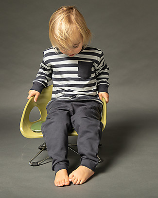 Sense Organics Felpa Finn - Righe Blu e Grigie - 100% Cotone Bio Felpe