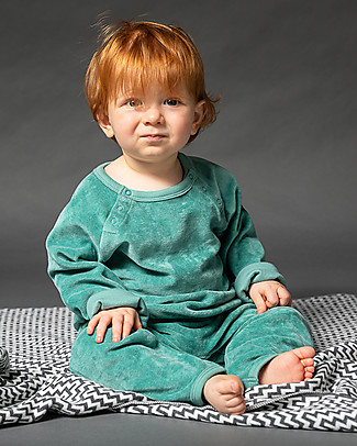 Sense Organics Maglia Baby Jeanne - Verde Acqua - Velluto in Cotone Bio Maglie Manica Lunga