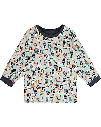 Sense Organics Maglia Baby Reversibile Felix - Navy/Animali - 100% Cotone Bio Maglie Manica Lunga