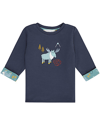 Sense Organics Maglia Baby Reversibile Felix - Navy + Renne - 100% Cotone Bio Maglie Manica Lunga