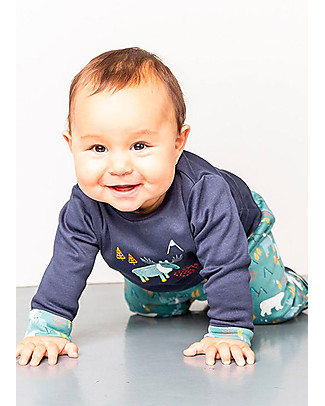 Sense Organics Maglia Baby Reversibile Felix - Navy + Renne - 100% Cotone Bio Maglie Manica Lunga