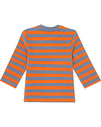 Sense Organics Maglia Manica Lunga Elan - Arancio Blu Polvere Righe Mucca - 100% Cotone Bio GOTS Maglie Manica Lunga