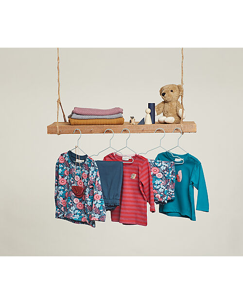 Sense Organics Maglia Maniche Lunghe Klara - Turchese - Animals -  100% Cotone Bio Maglie Manica Lunga