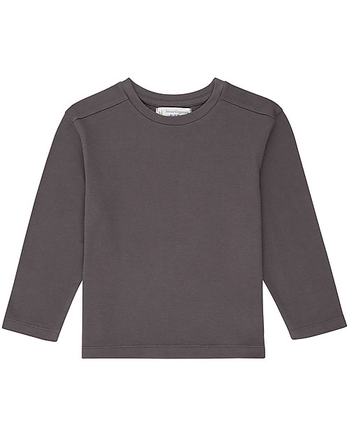 Sense Organics Maglia Maniche Lunghe Luke - Antracite - 100% Cotone Bio Maglie Manica Lunga