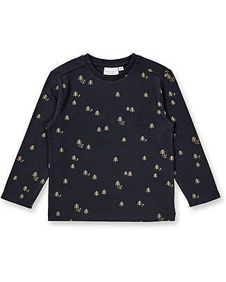 Sense Organics Maglia Maniche Lunghe Luke - Nero - Trees - 100% Cotone Bio GOTS Maglie Manica Lunga