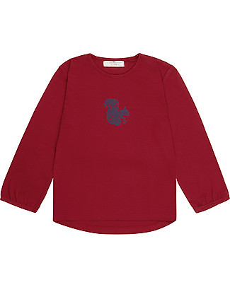 Sense Organics Maglia Maniche Lunghe Naemi - Rosso/Scoiattolo - 100% Cotone Bio Maglie Manica Lunga