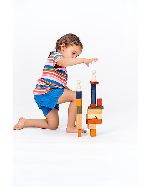 Sense Organics Maglietta Maniche Corte Lina - Righe Corallo + Rosa + Blu - 100% Cotone Bio GOTS T-shirt