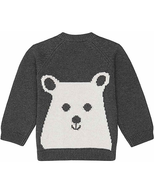 Sense Organics Maglione Baby Lavorato a Maglia Victor - Antracite + Orso Polare - 100% Cotone Bio Maglioni