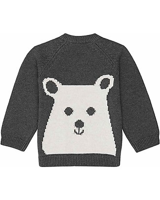 Sense Organics Maglione Baby Lavorato a Maglia Victor - Antracite + Orso Polare - 100% Cotone Bio Maglioni