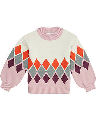 Sense Organics Maglione Delia - Beige Rosa Antico Diamanti - 100% Cotone Bio GOTS Maglioni