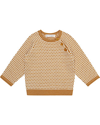 Sense Organics Maglione Victor Lavorato a Maglia - Caramello - 100% Cotone Bio Maglioni