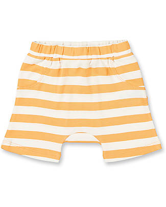 Sense Organics Pantaloncini Corti Emilio Retro - Albicocca Strisce - 100% Cotone Bio GOTS Pantaloni Corti