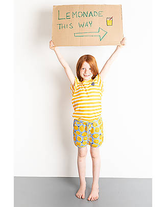 Sense Organics Pantaloncini in Felpa Marlen - Limoni - 100% Cotone bio Pantaloni Corti