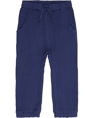 Sense Organics Pantaloni Estivi Loki - Navy - Soffice Mussola di Cotone Pantaloni Lunghi