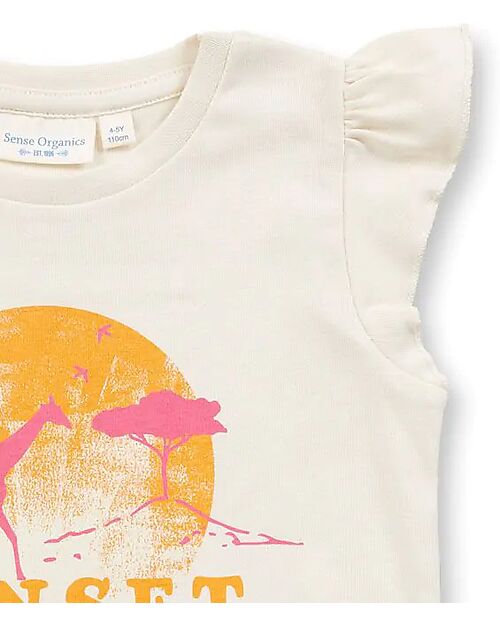 Sense Organics Pigiama Estivo Jula Retro - Eggshell/Strisce Rosa - 100% Cotone Bio GOTS Pigiami
