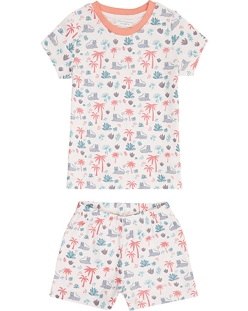 Sense Organics Pigiama Estivo Jula Retro - Palme - 100% Cotone bio Pigiami