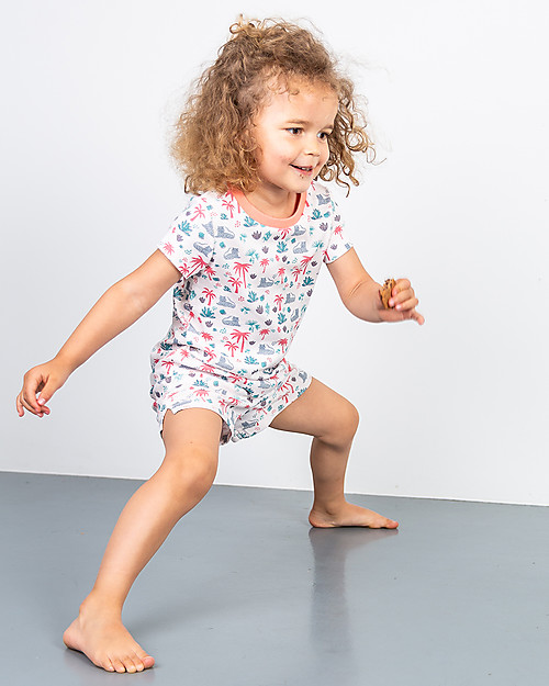 Sense Organics Pigiama Estivo Jula Retro - Palme - 100% Cotone bio Pigiami