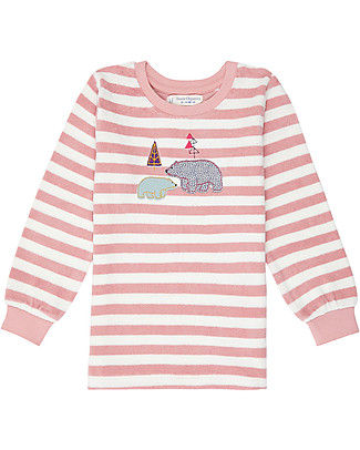 Sense Organics Pigiama Long John Retro - Righe Rosa + Orso Polare - 100% Cotone Bio Pigiami