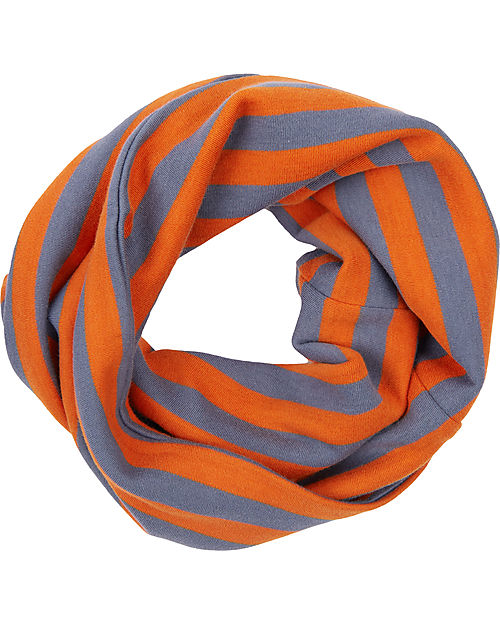 Sense Organics Sciarpa Tubolare Susu - Arancione Blu Polvere Strisce - 100% Cotone Bio GOTS Sciarpe