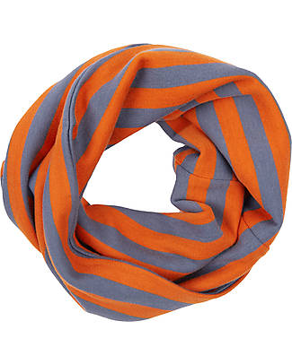 Sense Organics Sciarpa Tubolare Susu - Arancione Blu Polvere Strisce - 100% Cotone Bio GOTS Sciarpe