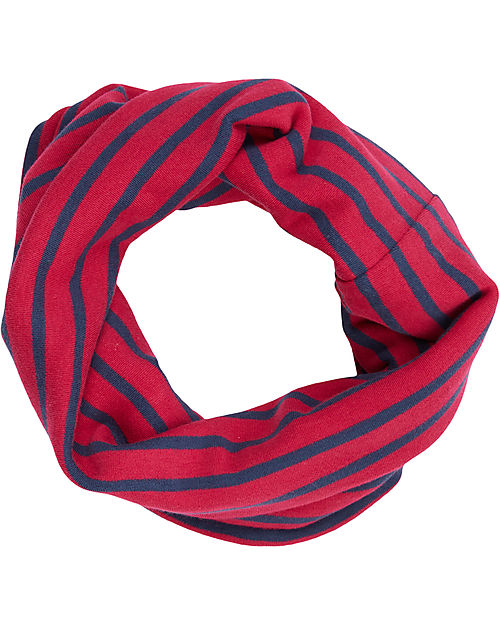 Sense Organics Sciarpa Tubolare  Susu - Lampone Navy Strisce - 100% Cotone Bio GOTS Sciarpe