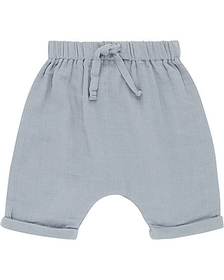 Sense Organics Shorts Baby Charlie - Blu Grigio - Mussola di Cotone bio Pantaloni Corti