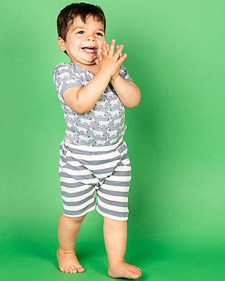 Sense Organics Shorts Baby Emilio - Righe blu - 100% Cotone bio Pantaloni Corti