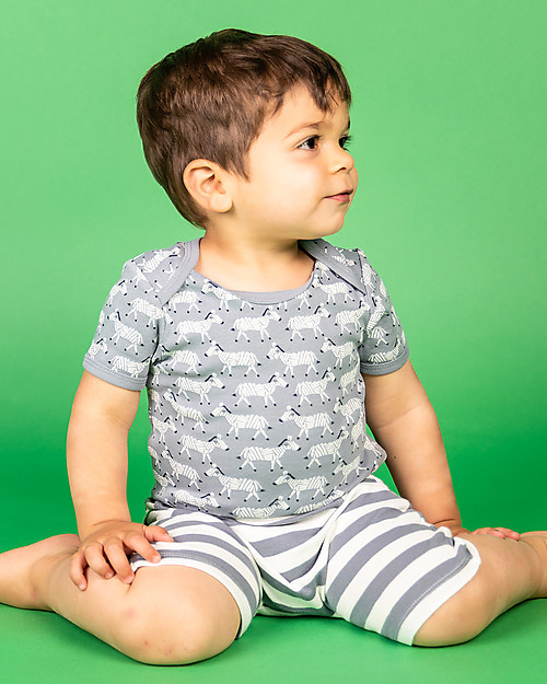 Sense Organics Shorts Baby Emilio - Righe blu - 100% Cotone bio Pantaloni Corti
