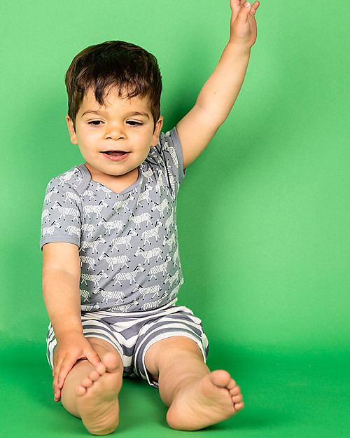 Sense Organics Shorts Baby Emilio - Righe blu - 100% Cotone bio Pantaloni Corti