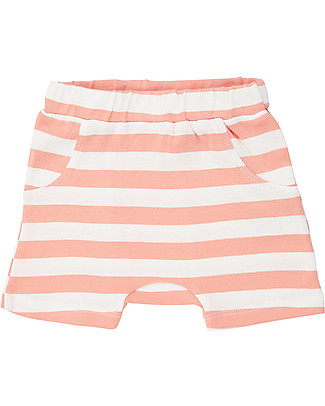 Sense Organics Shorts Baby Emilio - Righe corallo - 100% Cotone bio Pantaloni Corti
