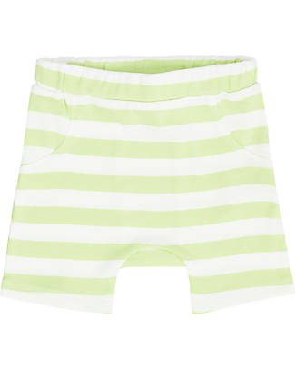 Sense Organics Shorts Baby Emilio - Righe Lime - 100% Cotone bio Pantaloni Corti
