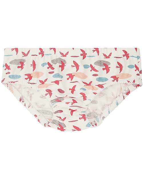 Sense Organics Slip Paris Pacco da 2 - Uccellini/Righe Rosa Antico - 100% cotone bio Slip
