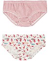 Sense Organics Slip Paris Pacco da 2 - Uccellini/Righe Rosa Antico - 100% cotone bio Slip