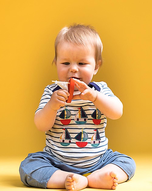 Sense Organics T-shirt a Righe con Applique Toby, Barchette - 100% cotone bio T-shirt