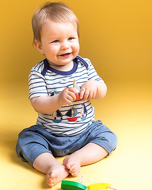 Sense Organics T-shirt a Righe con Applique Toby, Barchette - 100% cotone bio T-shirt