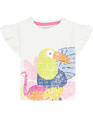Sense Organics T-shirt Baby Ada con Rouches - Uccello Tropicale - 100% Cotone bio T-shirt