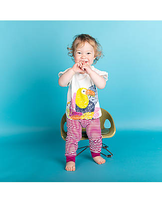Sense Organics T-shirt Baby Ada con Rouches - Uccello Tropicale - 100% Cotone bio T-shirt