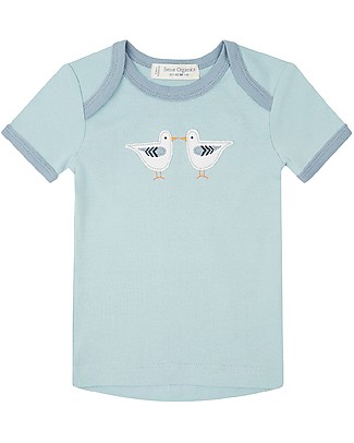 Sense Organics T-shirt Baby con Applique Tilly Retro - Azzurro/Gabbiani - 100% cotone bio T-Shirt e Canotte