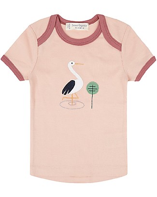 Sense Organics T-shirt Baby con Applique Tilly Retro - Rosa/Cicogna - 100% cotone bio T-Shirt e Canotte