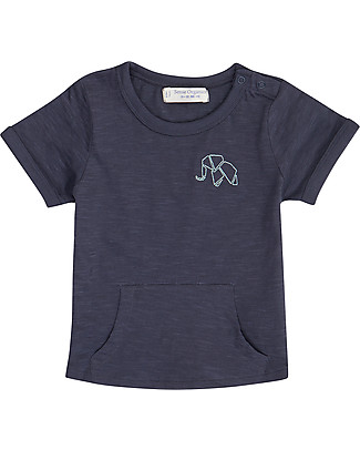 Sense Organics T-shirt Baby Tamo con Tasca Marsupio - Navy/Elefante - 100% Cotone bio T-Shirt e Canotte