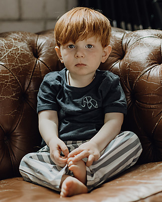 Sense Organics T-shirt Baby Tamo con Tasca Marsupio - Navy/Elefante - 100% Cotone bio T-Shirt e Canotte