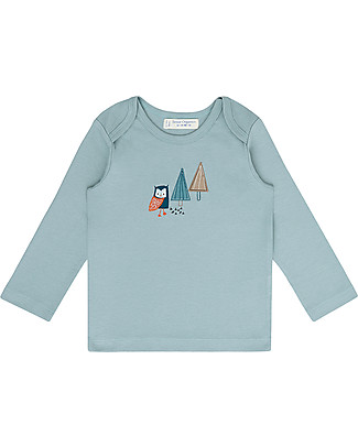 Sense Organics T-shirt Maniche Lunghe Timber con Applique - Gufi - 100% Cotone Bio Maglie Manica Lunga