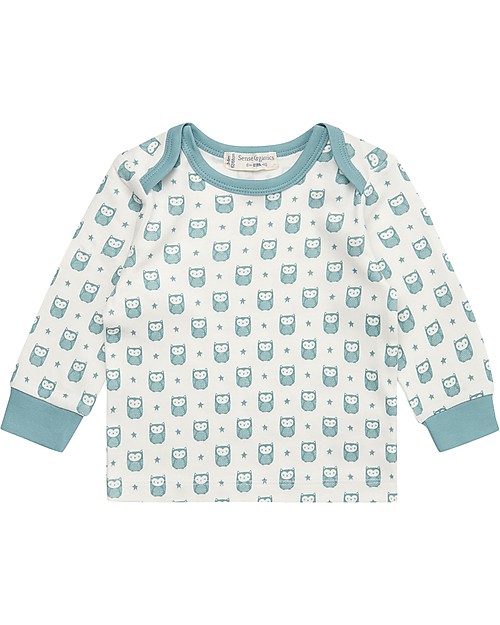 Sense Organics T-shirt Maniche Lunghe Timber, Gufetti Blu - 100% Cotone bio Maglie Manica Lunga
