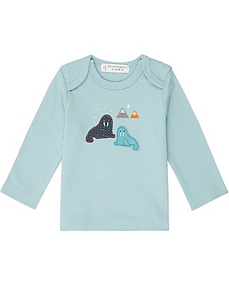 Sense Organics T-shirt Maniche Lunghe Timber Retro - Tricheco - 100% Cotone Bio Maglie Manica Lunga