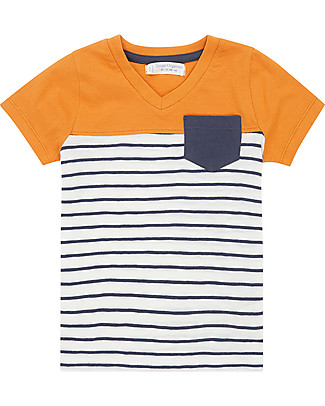 Sense Organics T-shirt Salvo - Righe Navy/Arancio - 100% Cotone bio T-Shirt e Canotte