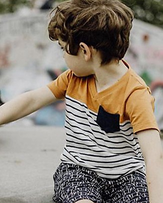 Sense Organics T-shirt Salvo - Righe Navy/Arancio - 100% Cotone bio T-Shirt e Canotte