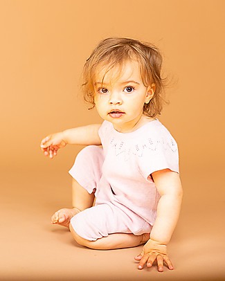 Sense Organics Tutina Corta Lavorata a Maglia Leha - Rosa - 100% cotone bio Tutine Corte