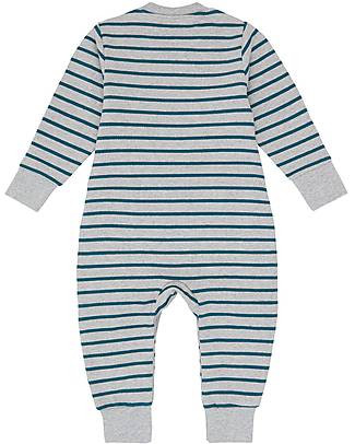 Sense Organics Tutina Intera Neonato Strindberg - Strisce Blu Grigio Cane - 100% Cotone Bio GOTS Tutine Lunghe
