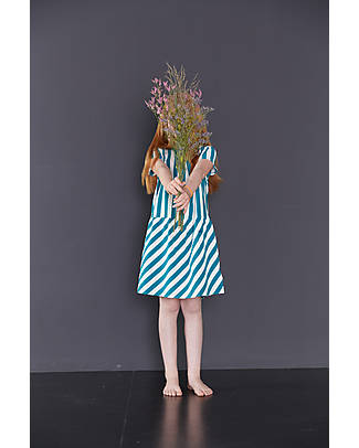 Sense Organics Vestito Agona - Bianco Petrolio Rigato - 100% Cotone Bio GOTS Vestiti_